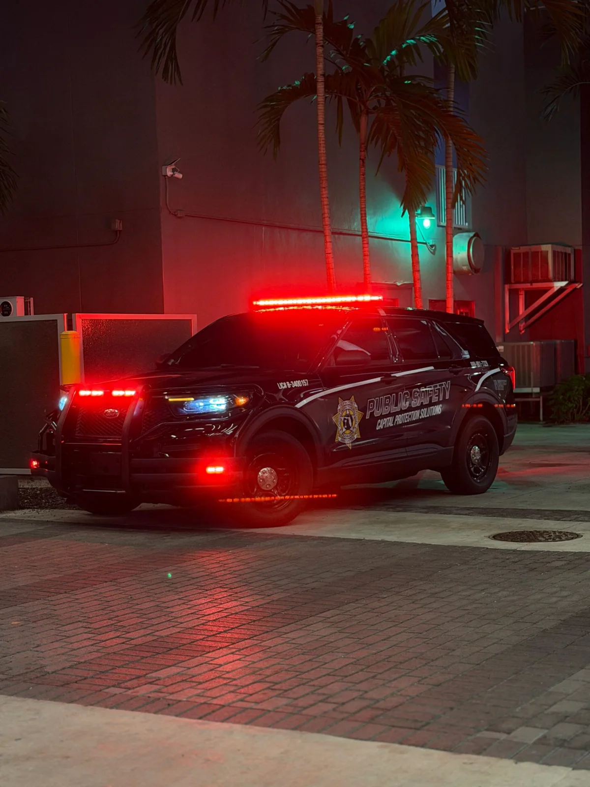 Capital patrol vehicle responding at night